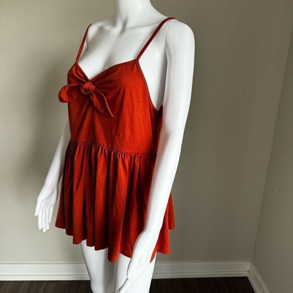 Emery Rose Burnt Orange Baby Doll Bow Tank Top 1XL NWT - Picture 3 of 8